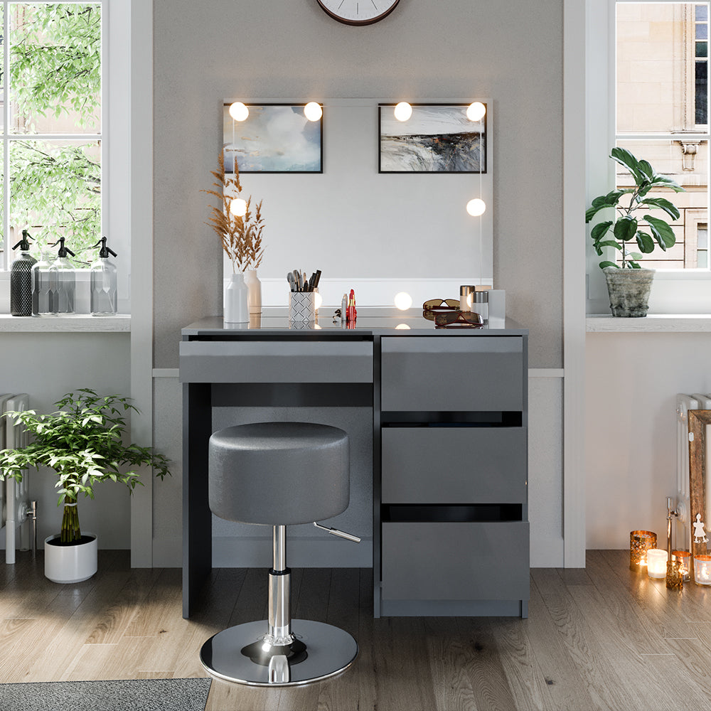 Vicco Tavolo da toeletta Grigio 40 cm con illuminazione a LED e sgabello