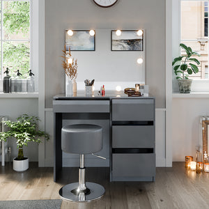 Vicco Tavolo da toeletta Grigio 40 cm con illuminazione a LED e sgabello
