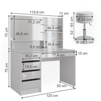 Vicco Tavolo da toeletta Bianco 55 cm con sgabello