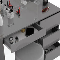 Vicco Tavolo da toeletta Grigio 40 cm con illuminazione a LED e sgabello