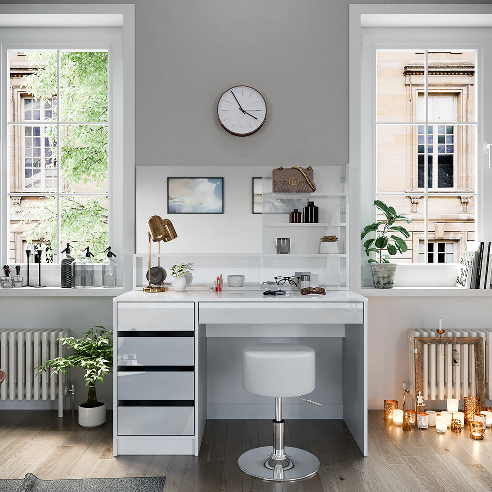 Vicco Tavolo da toeletta Bianco 55 cm con sgabello