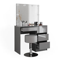 Vicco Tavolo da toeletta Grigio 40 cm con illuminazione a LED e sgabello