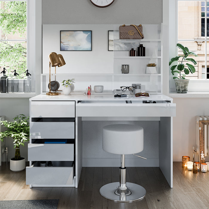 Vicco Tavolo da toeletta Bianco 55 cm con sgabello