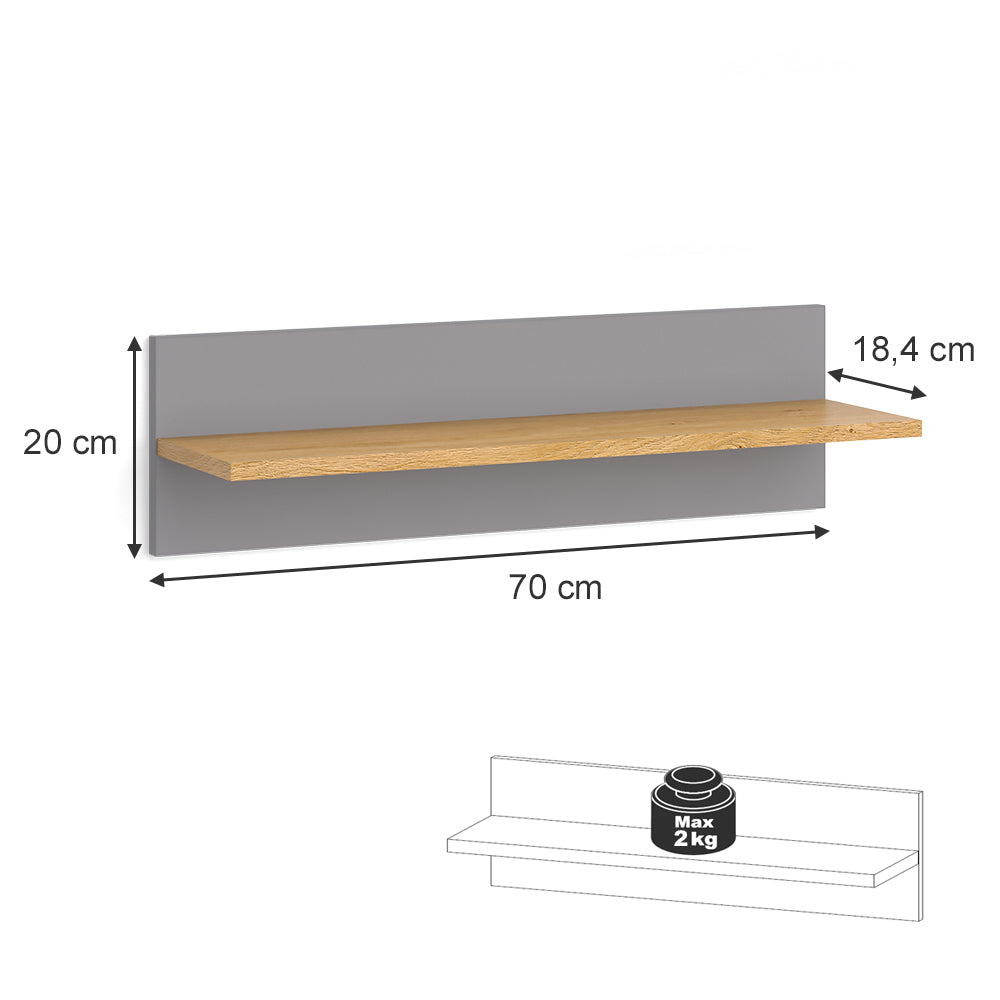 Vitalispa Scaffale a muro per bambini Grigio 70 x 20 cm