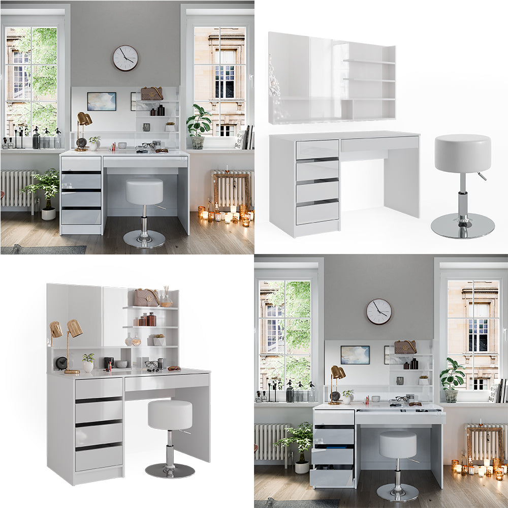 Vicco Tavolo da toeletta Bianco 55 cm con sgabello