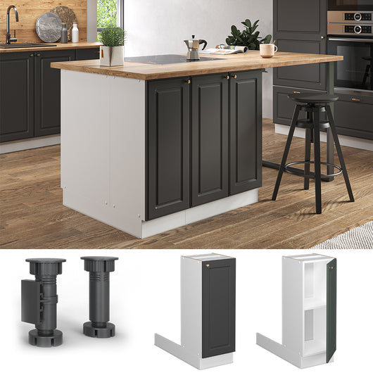 Vicco Isola cucina Landhaus antrazit-oro 30 cm senza piano di lavoro