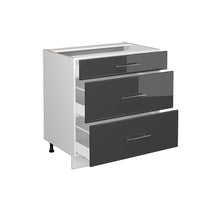 Vicco Mobiletto base per cucina Antracite lucido 80 cm con 3 cassetti, PL Rovere