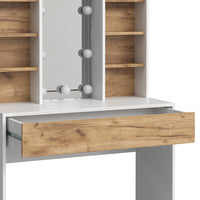 Vicco Tavolo da toeletta Quercia dorata/bianco 93 cm con illuminazione a LED