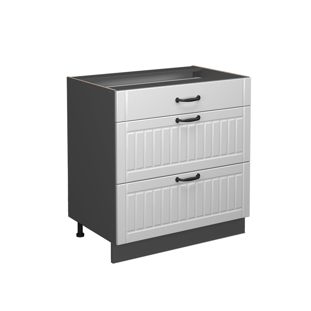 Vicco Mobiletto base per cucina Bianco casa di campagna 80 cm con 3 cassetti, senza piano di lavoro