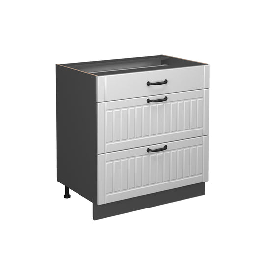Vicco Mobiletto base per cucina Bianco casa di campagna 80 cm con 3 cassetti, senza piano di lavoro