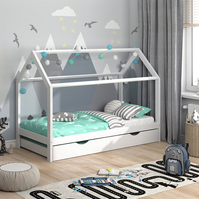 Vitalispa Letto montessori bambini Bianco 90x200 cm con letto per ospiti