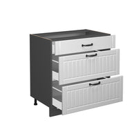 Vicco Mobiletto base per cucina Bianco casa di campagna 80 cm con 3 cassetti, PL Marmo