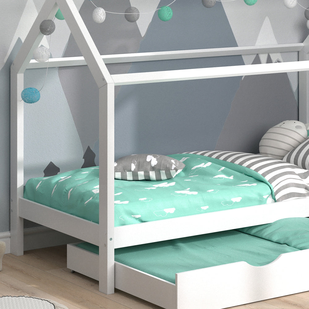 Vitalispa Letto montessori bambini Bianco 90x200 cm con letto per ospiti