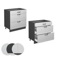 Vicco Mobiletto base per cucina Bianco casa di campagna 80 cm con 3 cassetti, PL Antracite