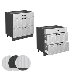 Vicco Mobiletto base per cucina Bianco casa di campagna 80 cm con 3 cassetti, senza piano di lavoro