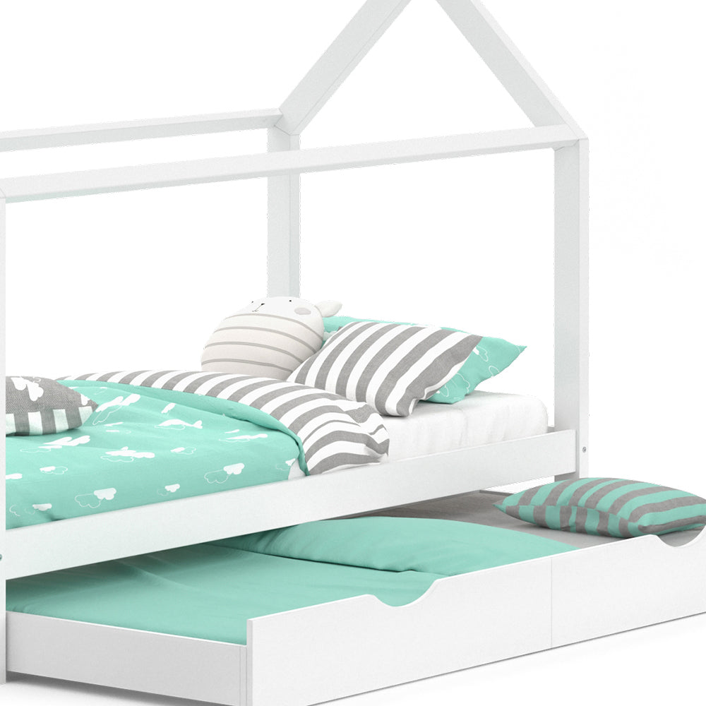 Vitalispa Letto montessori bambini Bianco 90x200 cm con letto per ospiti