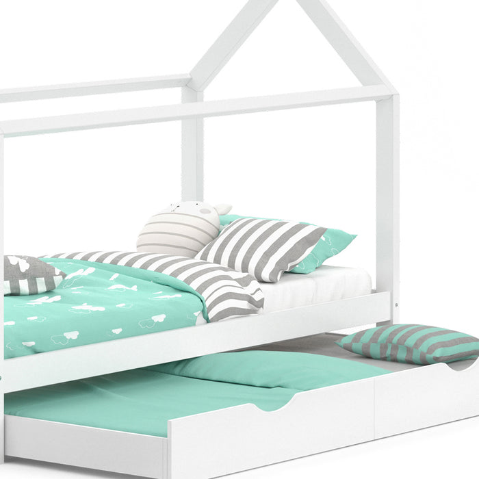 Vitalispa Letto montessori bambini Bianco 90x200 cm con letto per ospiti