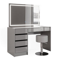Vicco Tavolo da toeletta Grigio 55 cm con specchio LED e sgabello