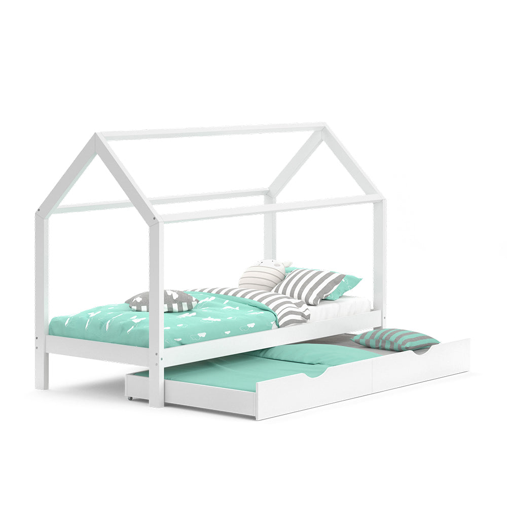 Vitalispa Letto montessori bambini Bianco 90x200 cm con letto per ospiti