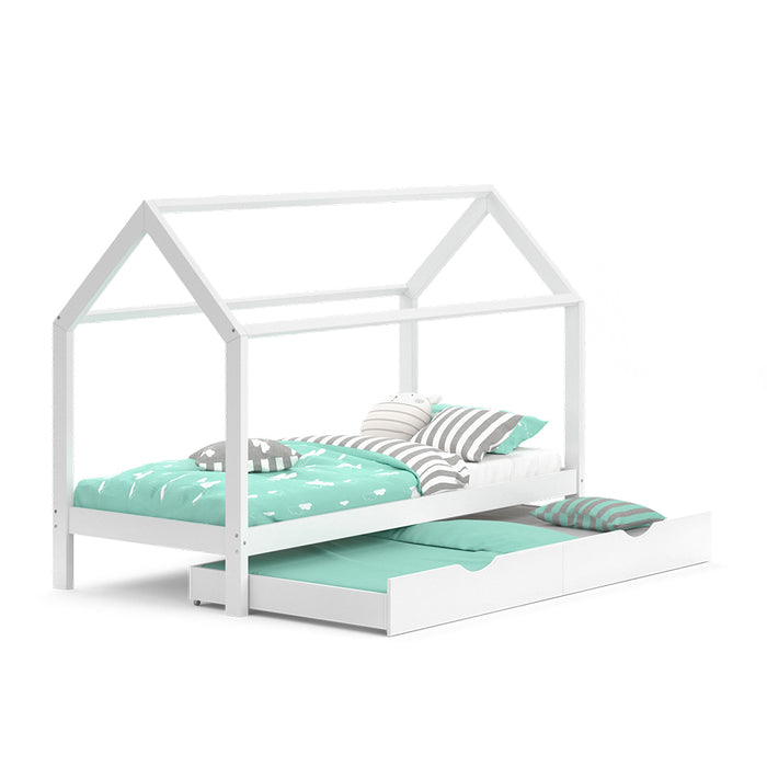 Vitalispa Letto montessori bambini Bianco 90x200 cm con letto per ospiti