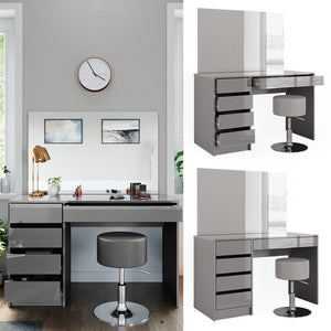 Vicco Tavolo da toeletta Grigio 55 cm con sgabello