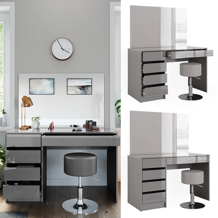 Vicco Tavolo da toeletta Grigio 55 cm con sgabello