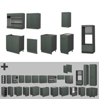 Vicco Cucina componibile Verde-oro Country House/Antracite 300 cm con armadio alto, PL Rovere