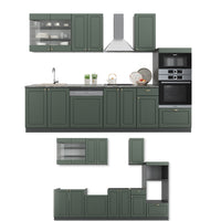 Vicco Cucina componibile Verde-oro Country House/Antracite 300 cm con armadio alto, PL Antracite