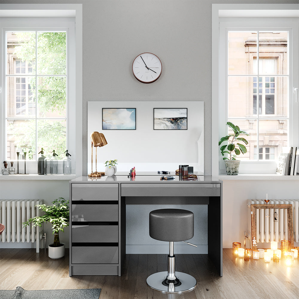 Vicco Tavolo da toeletta Grigio 55 cm con sgabello