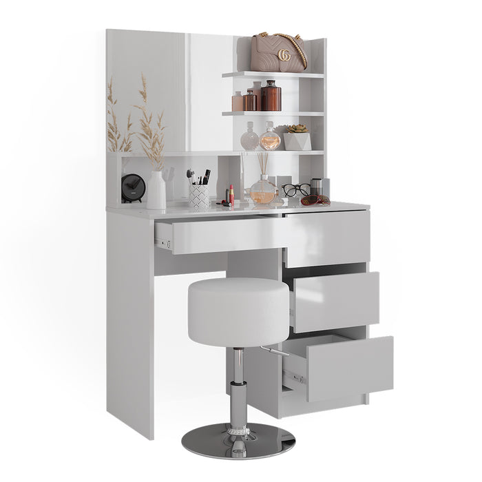 Vicco Tavolo da toeletta Bianco 40 cm con sgabello