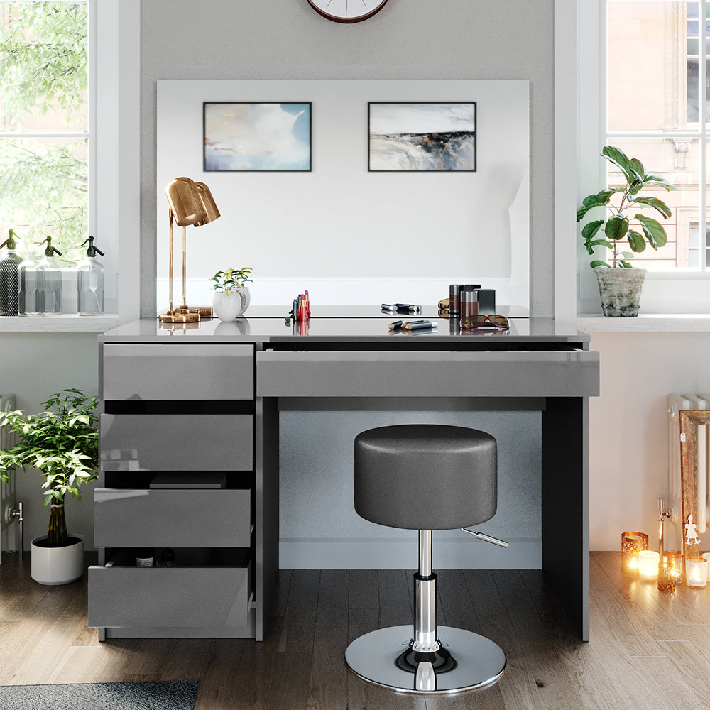 Vicco Tavolo da toeletta Grigio 55 cm con sgabello