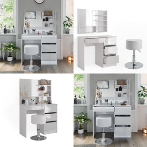 Vicco Tavolo da toeletta Bianco 40 cm con sgabello