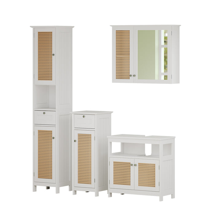 Vicco Set di mobili da bagno Bianco 4 parti, con armadio alto