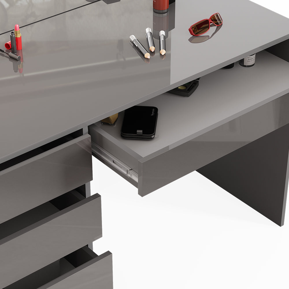 Vicco Tavolo da toeletta Grigio 55 cm con sgabello