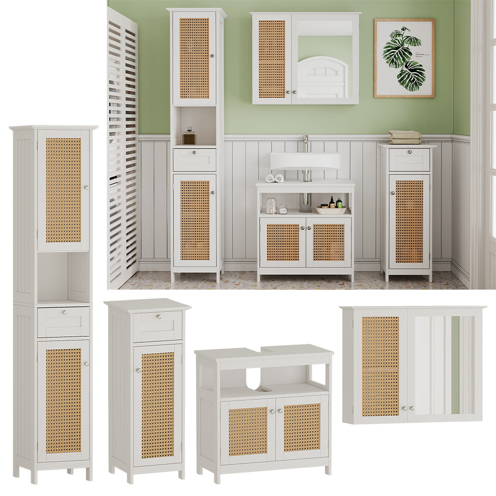 Vicco Set di mobili da bagno Bianco 4 parti, con armadio alto