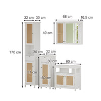 Vicco Set di mobili da bagno Bianco 4 parti, con armadio alto