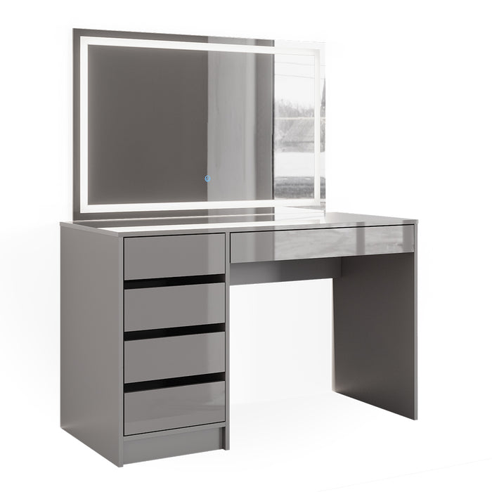 Vicco Tavolo da toeletta Grigio 55 cm con specchio a LED