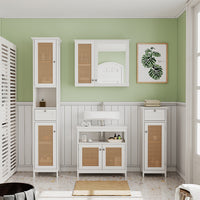 Vicco Set di mobili da bagno Bianco 4 parti, con armadio alto