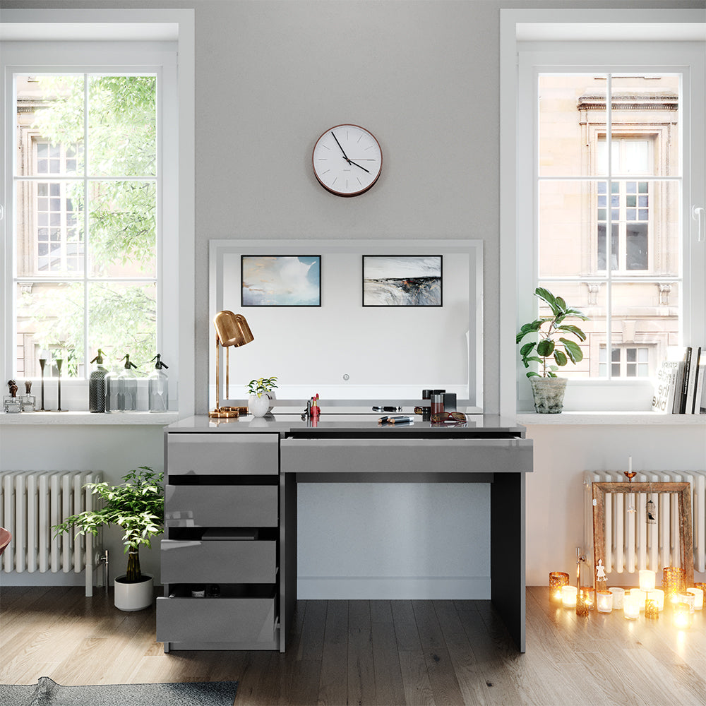 Vicco Tavolo da toeletta Grigio 55 cm con specchio a LED