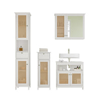 Vicco Set di mobili da bagno Bianco 4 parti, con armadio alto