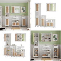 Vicco Set di mobili da bagno Bianco 4 parti, con armadio alto