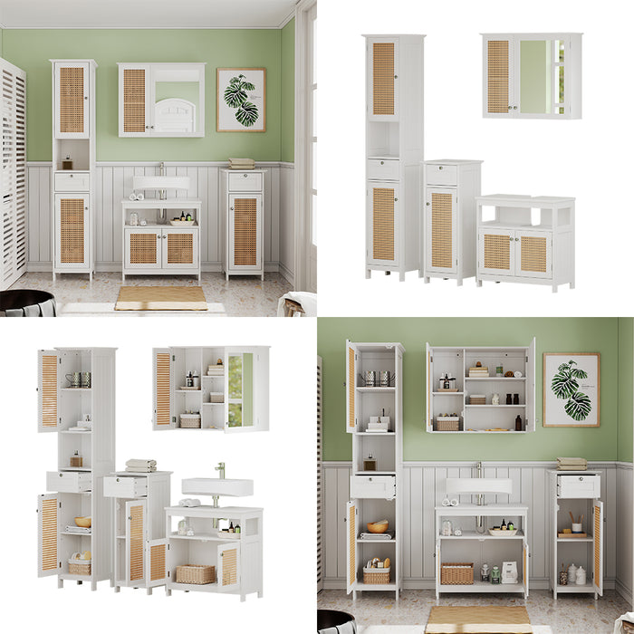 Vicco Set di mobili da bagno Bianco 4 parti, con armadio alto