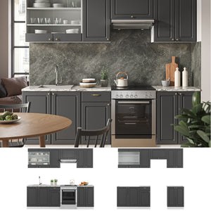 Vicco Cucina componibile Antracite-Oro/Bianco 240 cm , PL Marmo