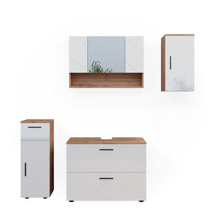 Vicco Set di mobili da bagno Bianco lucido/oro power oak 4 parti