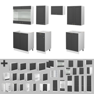 Vicco Cucina componibile Antracite-Oro/Bianco 240 cm senza piano di lavoro