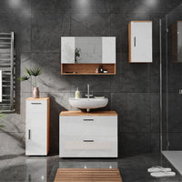 Vicco Set di mobili da bagno Bianco lucido/oro power oak 4 parti