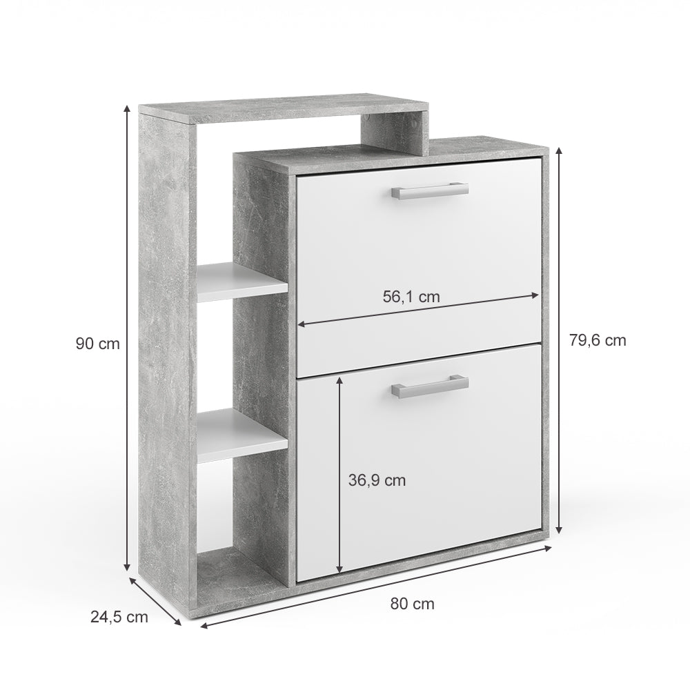 Vicco Scarpiera da ingresso Calcestruzzo 24.5 x 90 cm