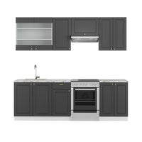 Vicco Cucina componibile Antracite-Oro/Bianco 240 cm senza piano di lavoro