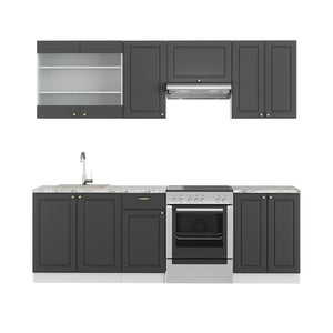 Vicco Cucina componibile Antracite-Oro/Bianco 240 cm senza piano di lavoro