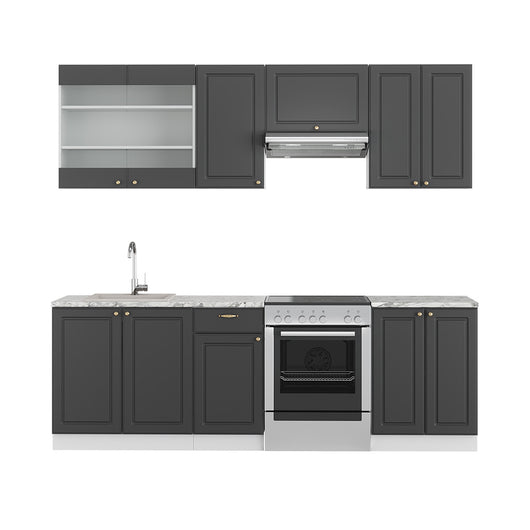 Vicco Cucina componibile Antracite-Oro/Bianco 240 cm senza piano di lavoro